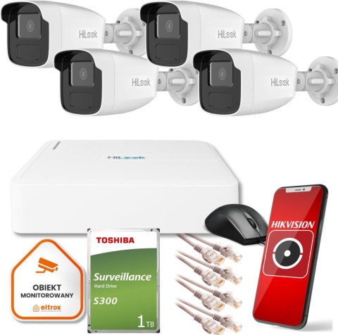 Zestaw monitoringu Hilook by Hikvision 4 kamery IP IPCAM-B4-50IR 1TB dysk