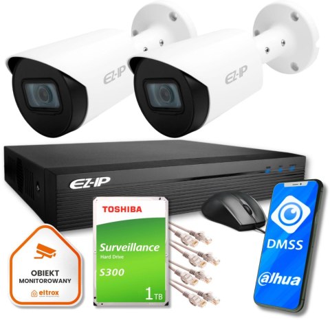 Zestaw monitoringu IP Pro 2B EZ-IP by Dahua 2 kamer 2K 1TB EZI-B140-F2