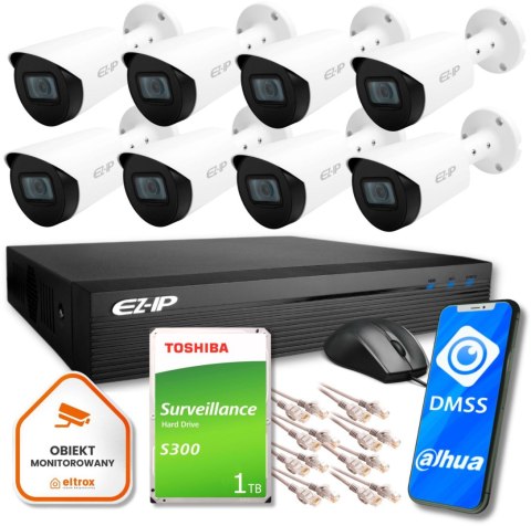 Zestaw monitoringu IP Pro 8B EZ-IP by Dahua 8 kamer 2K 1TB EZI-B140-F2