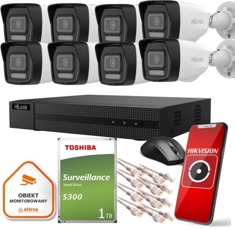 Zestaw monitoringu Hilook by Hikvision 8 kamer IP IPCAM-B2-30DL 2TB dysk