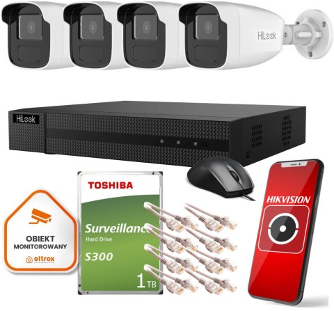 Zestaw monitoringu Hilook by Hikvision 4 kamer IP IPCAM-B2-50IR 1TB dysk