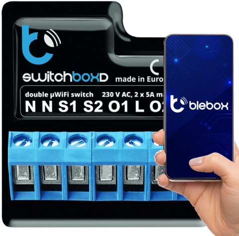 Przełącznik Blebox SwitchBoxD WiFi 230V dwukanałowy sterowany z aplikacji