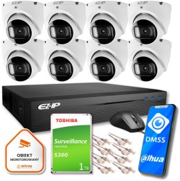 Zestaw monitoringu 8 kamer IP z dyskiem 1TB FullHD EZ-IP by Dahua pełna ochrona do biura