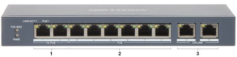 SWITCH POE DS-3E1310HP-EI 8-PORTOWY + 2X UPLINK Hikvision