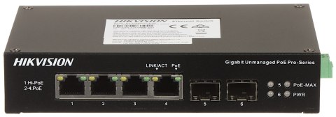 SWITCH POE DS-3T0506HP-E/HS 4-PORTOWY + 2X SFP Hikvision