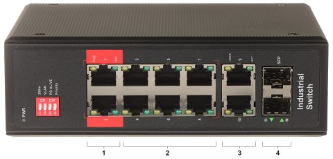 SWITCH PRZEMYSŁOWY POE GTX-P1-12-82G-V2 8-PORTOWY SFP