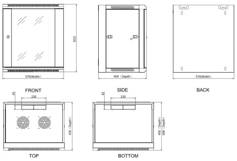SZAFA RACK WISZĄCA EPRADO-R19-18U/450