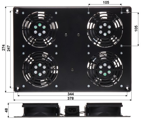 PANEL WENTYLATORÓW A19-4W DO SZAFY RACK