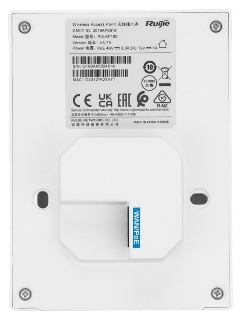 PUNKT DOSTĘPOWY RG-AP180 Wi-Fi 6, 2.4 GHz, 5 GHz, 547 Mb/s + 1201 Mb/s
