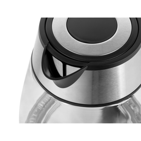 Czajnik elektryczny TEESA, szklany + inox, 2200 W, czarny, 1,7 L