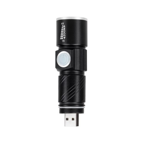 Latarka aluminiowa 3W Rebel (ZOOM, wtyk USB)