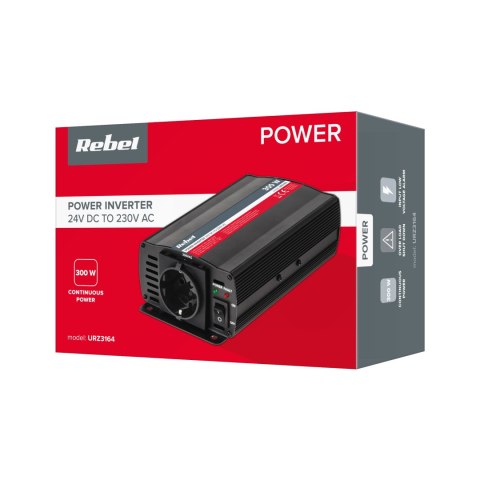 Przetwornica REBEL 24V/230V 300W (gn. typu F:niemieckie)
