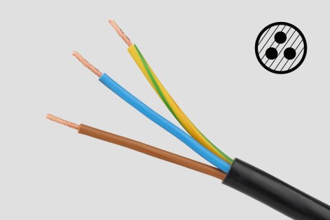 Przedłużacz 3 gniazda 5m typu francuskiego z przełącznikiem (3x1,5mm) Rebel czarny