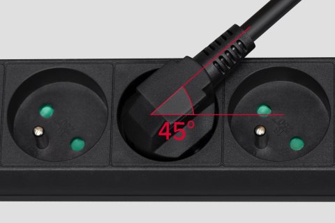 Przedłużacz 3 gniazda 5m typu francuskiego z przełącznikiem (3x1,5mm) Rebel czarny