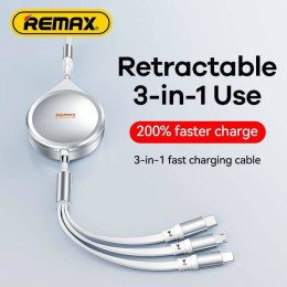 Kabel Zwijany 15W 3w1 USB - USB-C + Lightning + Micro USB Remax Drip Series RC-C018 srebrny