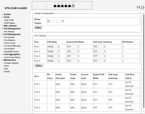 SWITCH POE GTX-CLM1-6-4G2G 4-PORTOWY