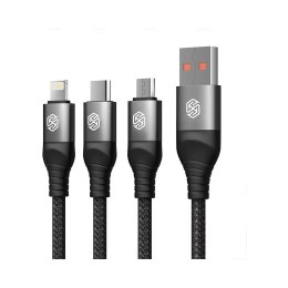 Kabel 3w1 4.4A 1.5m USB - Micro USB + USB-C + Lightning Nillkin Data Cable Swift Pro czarne