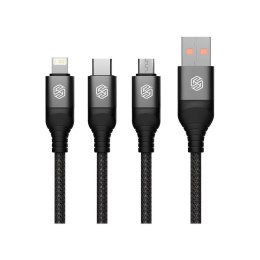 Kabel 3w1 4.4A 1.5m USB - Micro USB + USB-C + Lightning Nillkin Data Cable Swift Pro czarne