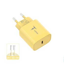 Ładowarka Sieciowa 20W USB-C + Kabel 60W USB-C - USB-C T-PHOX Moderate Series T-PP11 żółte