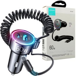 Ładowarka samochodowa 3w1 Joyroom JR-CL07 72W 4.0A PD 3.0 QC 3.0 1x USB-A 1x USB-C z kablem 1.6M