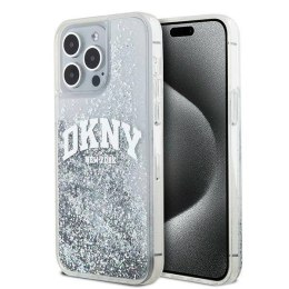 Oryginalne Etui APPLE IPHONE 15 PRO DKNY Hardcase Liquid Glitter Big Logo (DKHCP15LLBNAET) białe