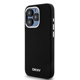 Oryginalne Etui APPLE IPHONE 15 PRO DKNY Hardcase Liquid Silicone Small Metal Logo MagSafe (DKHMP15LSMCHLK) czarne