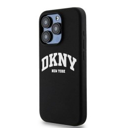 Oryginalne Etui APPLE IPHONE 15 PRO DKNY Hardcase Liquid Silicone White Printed Logo MagSafe (DKHMP15LSNYACH) czarne
