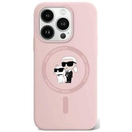 Oryginalne Etui APPLE IPHONE 15 PRO Karl Lagerfeld Hardcase Silicone Karl & Choupette Magsafe (KLHMP15LSCMKCRHP) różowe