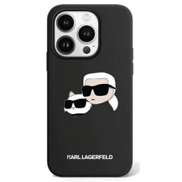 Oryginalne Etui APPLE IPHONE 15 PRO Karl Lagerfeld Hardcase Silicone Karl & Choupette Magsafe (KLHMP15LSKCHPPLK) czarne