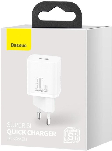 ŁADOWARKA SIECIOWA Baseus Super Si Quick Charger 1C CCSUP-J02 30W 1x USB-C PD 3.0 QC 3.0 BIAŁA
