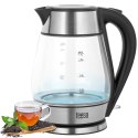 Czajnik elektryczny TEESA, szklany + inox, 2200 W, czarny, 1,7 L
