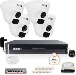 Zestaw monitoringu IP BCS Basic 4x Kamera BCS-B-EIP15FR3(2.0) Rejestrator z dyskiem 2TB