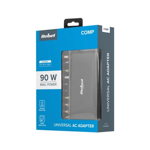 Zasilacz uniwersalny Rebel 12 końcówek 90 W 15-20 V automatyczny z funkcją Power Delivery