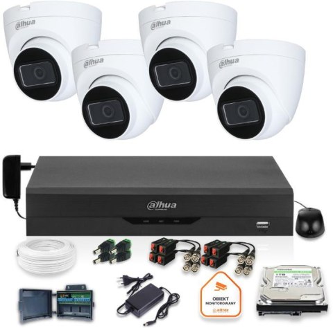 Zestaw monitoringu Dahua 4 kamery kopułkowe 2Mpx Dysk