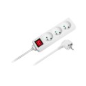Przedłużacz 3 gniazda 5m typu francuskiego z przełącznikiem (3x1,5mm) Rebel biały
