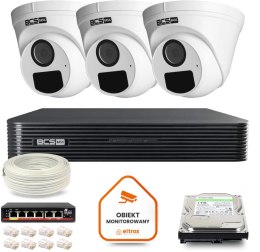Zestaw monitoringu IP BCS Basic 3x Kamera BCS-B-EIP15FR3(2.0) Rejestrator z dyskiem