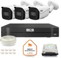 Zestaw monitoringu IP BCS Line 3x Kamera BCS-L-TIP25FSR5-Ai1 Rejestrator z dyskiem