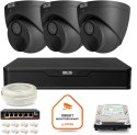 Zestaw monitoringu IP BCS Point 3x Kamera BCS-P-EIP28FWR3-Ai2-G Rejestrator z dyskiem