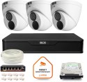 Zestaw monitoringu IP BCS Point 3x Kamera BCS-P-EIP28FWR3-Ai2 Rejestrator z dyskiem