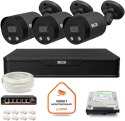 Zestaw monitoringu IP BCS Point 3x Kamera BCS-P-TIP28FWR3L2-Ai2-G Rejestrator z dyskiem