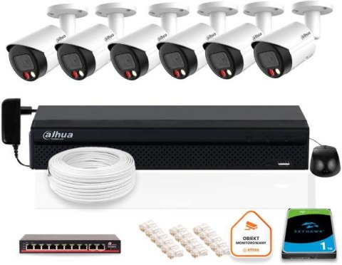 Zestaw monitoringu IP Dahua 8mpx 4K 6 kamer IPC-HFW2849S-S-IL z dyskiem