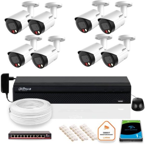Zestaw monitoringu IP Dahua 8mpx 4K 8 kamer IPC-HFW2849S-S-IL z dyskiem
