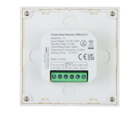 ŚCIENNY STEROWNIK OŚWIETLENIA LED P3 2.4 GHz, RGBCCT (RGBWW) 12 ... 24 V DC MiBOXER