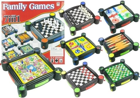 Zestaw Gier Planszowych 7w1 Warcaby Chińczyk Węże i Drabiny Tryktrak Ludo