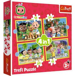 Puzzle - 4w1 (12, 15, 20, 24) - Cocomelon - Poznaj bohaterów - Trefl 34647
