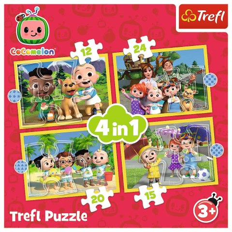 Puzzle - 4w1 (12, 15, 20, 24) - Cocomelon - Poznaj bohaterów - Trefl 34647