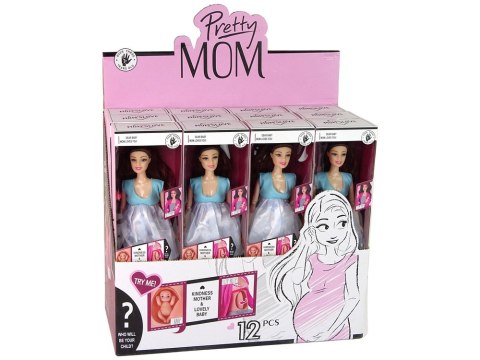 Lalka W Ciąży Mama Niemowlę Otwierany Brzuch Niebieska Sukienka 30 cm