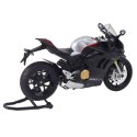 Motocykl Sportowy Metalowy Światła Dźwięki Srebrne Elementy Czarny V4 1:12