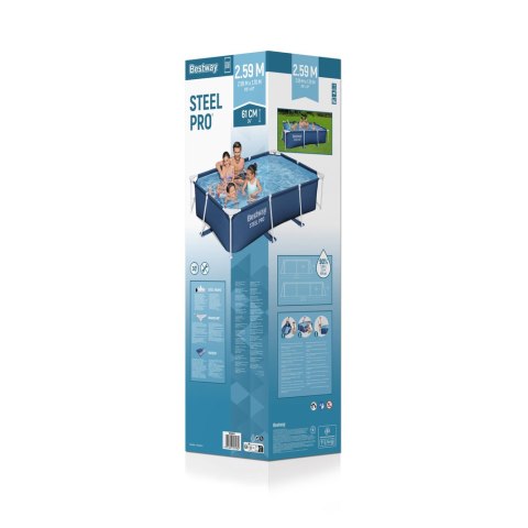 Basen Ogrodowy Stelażowy Prostokątny Niebieski 259x170x61 cm Bestway 56403