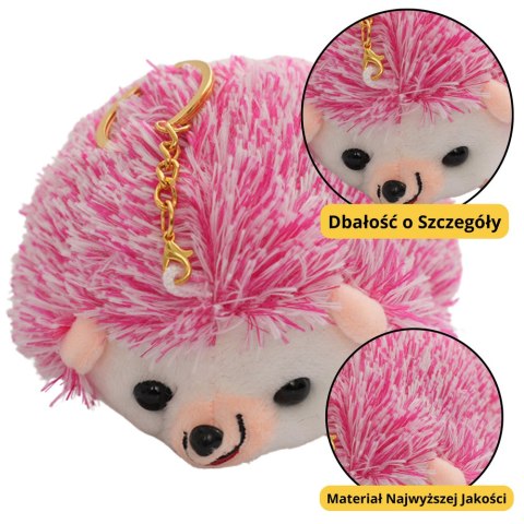 Pluszowy Jeż Zwierzątko Maskotka Brelok Do Kluczy Plecaka Kółko Różowy 9cm